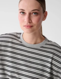 Shoulder Stripe Longsleeve T-shirt Grijs/Zwart