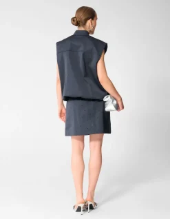 Sleeveless Bomberjack Donkerblauw