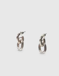 Small Double Oval Oorbellen Zilver