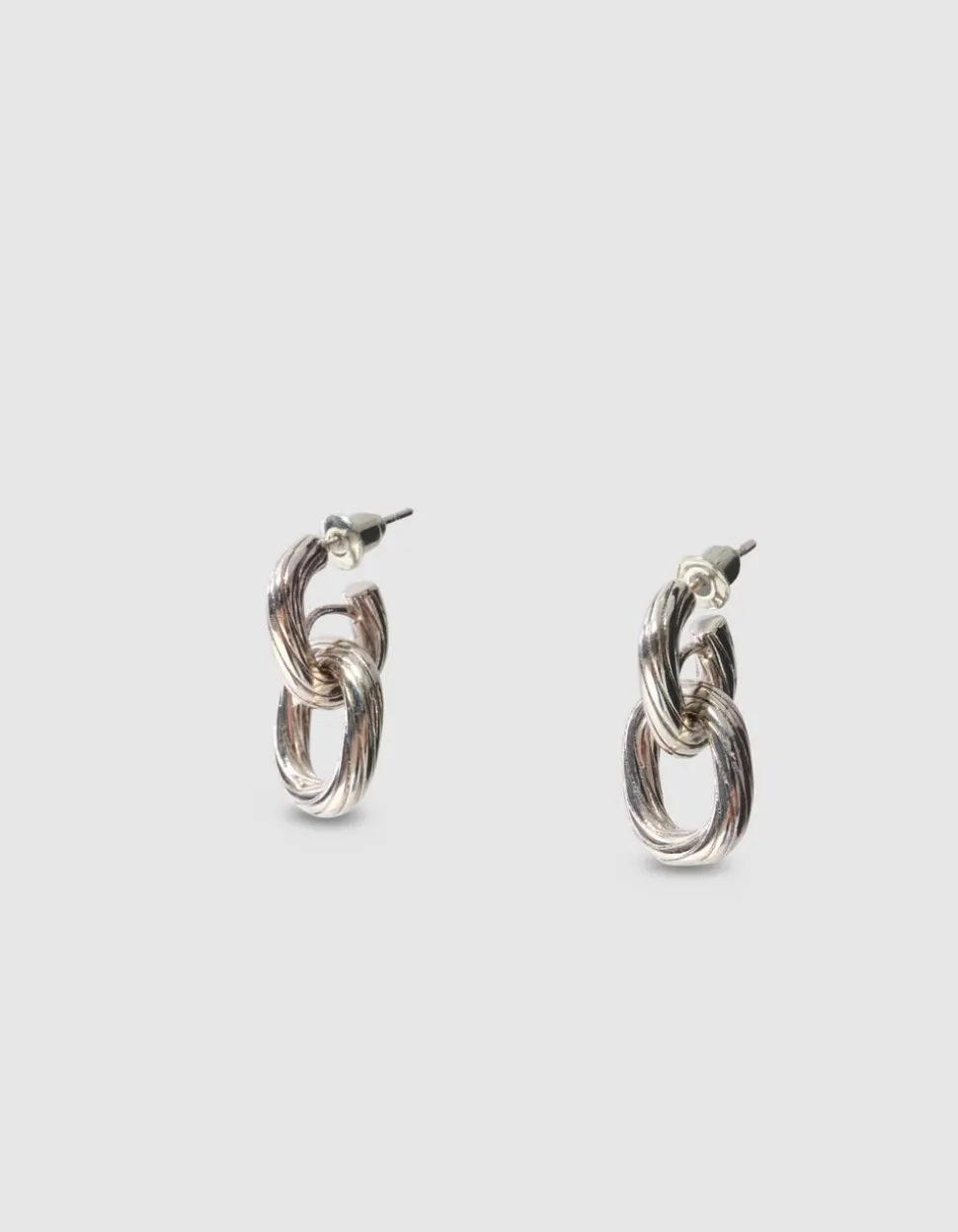 Small Double Oval Oorbellen Zilver