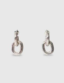 Small Double Oval Oorbellen Zilver