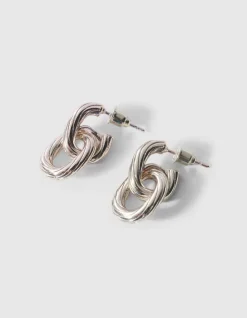 Small Double Oval Oorbellen Zilver