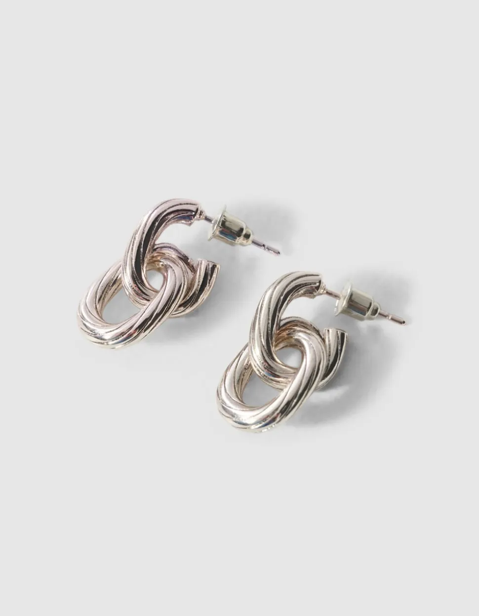 Small Double Oval Oorbellen Zilver