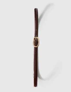 Smalle Riem Donkerbruin/Goud