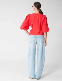Smock Puff Top Rood