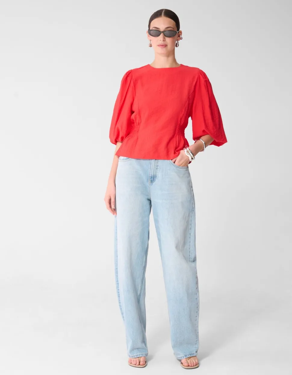 Smock Puff Top Rood