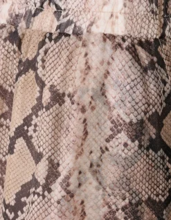 Snake Ruffle Maxi Rok Lichtbruin