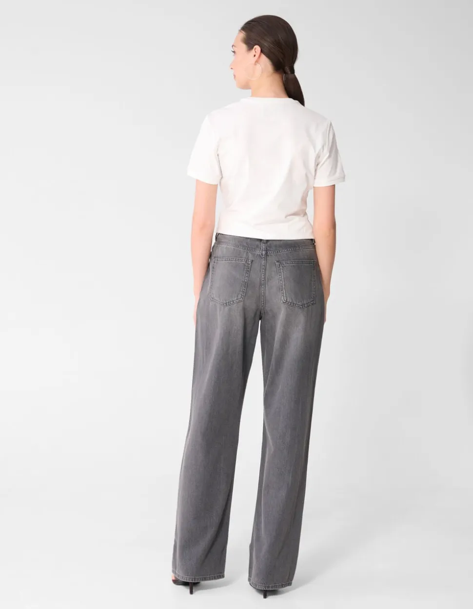 Soft Wide Leg Fit Jeans Grijs