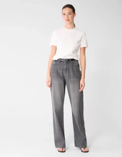 Soft Wide Leg Fit Jeans Grijs