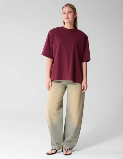 Split T-shirt Donkerrood