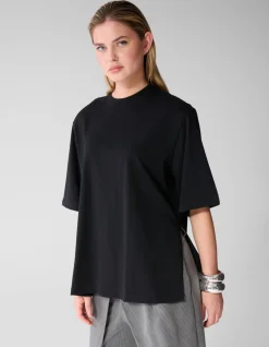 Split T-shirt Zwart