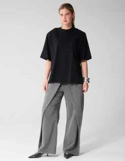 Split T-shirt Zwart