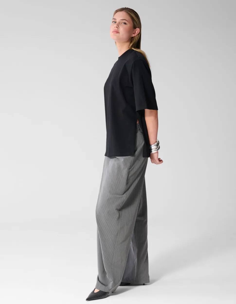 Split T-shirt Zwart