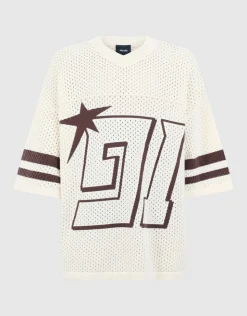 Sporty Gebreid T-shirt Gebroken Wit