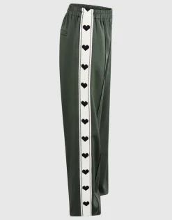 Sporty Heart Wide Leg Fit Broek Donkergroen