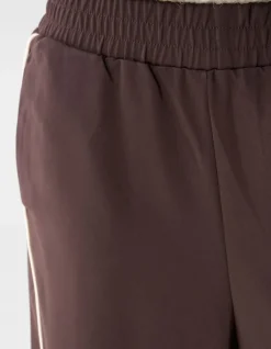 Sporty Piping Wide Leg Fit Broek Donkerbruin