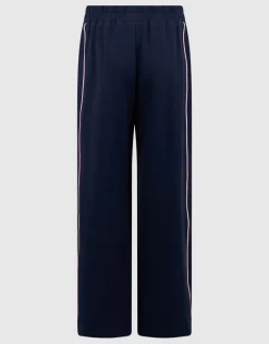 Sporty Piping Wide Leg Fit Broek Donkerblauw