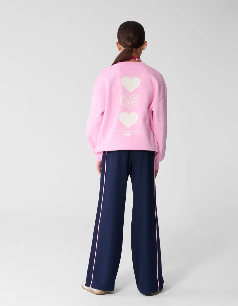 Sporty Piping Wide Leg Fit Broek Donkerblauw