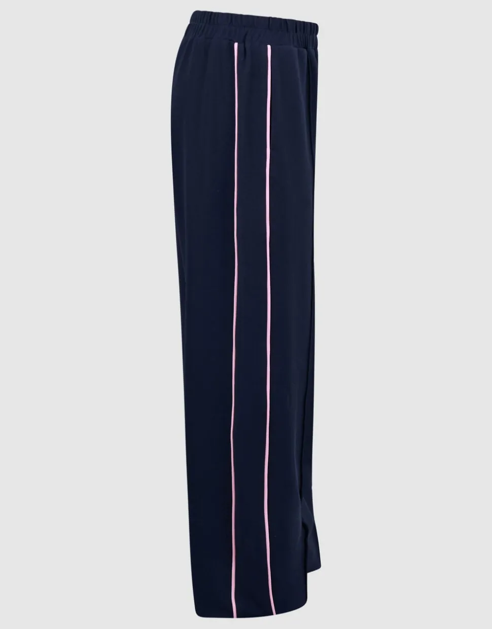 Sporty Piping Wide Leg Fit Broek Donkerblauw