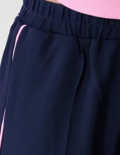 Sporty Piping Wide Leg Fit Broek Donkerblauw