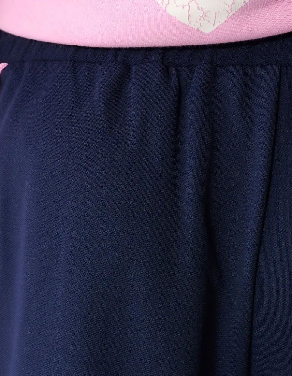 Sporty Piping Wide Leg Fit Broek Donkerblauw