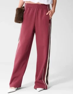 Sporty Tape Wide Leg Fit Broek Donkerrood