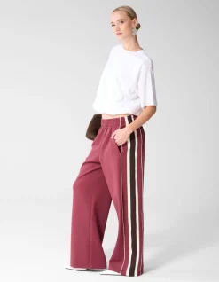 Sporty Tape Wide Leg Fit Broek Donkerrood