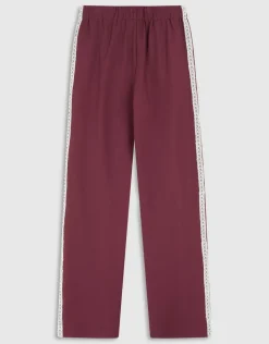 Sporty Wide Leg Broek Donkerrood