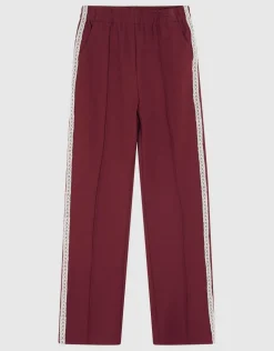 Sporty Wide Leg Broek Donkerrood