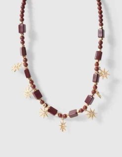 Starry Beaded Ketting Bruin/Goud