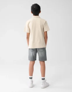 Straight Fit Denim Short Grijs