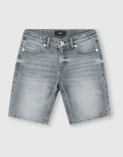 Straight Fit Denim Short Grijs