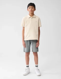 Straight Fit Denim Short Grijs