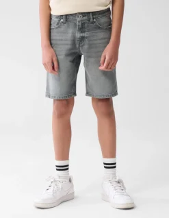 Straight Fit Denim Short Grijs