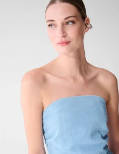 Strapless Denim Top Blauw