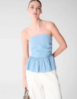 Strapless Denim Top Blauw