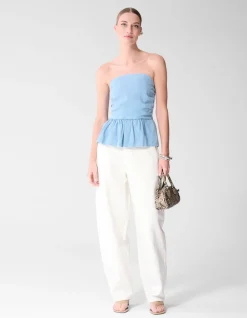 Strapless Denim Top Blauw