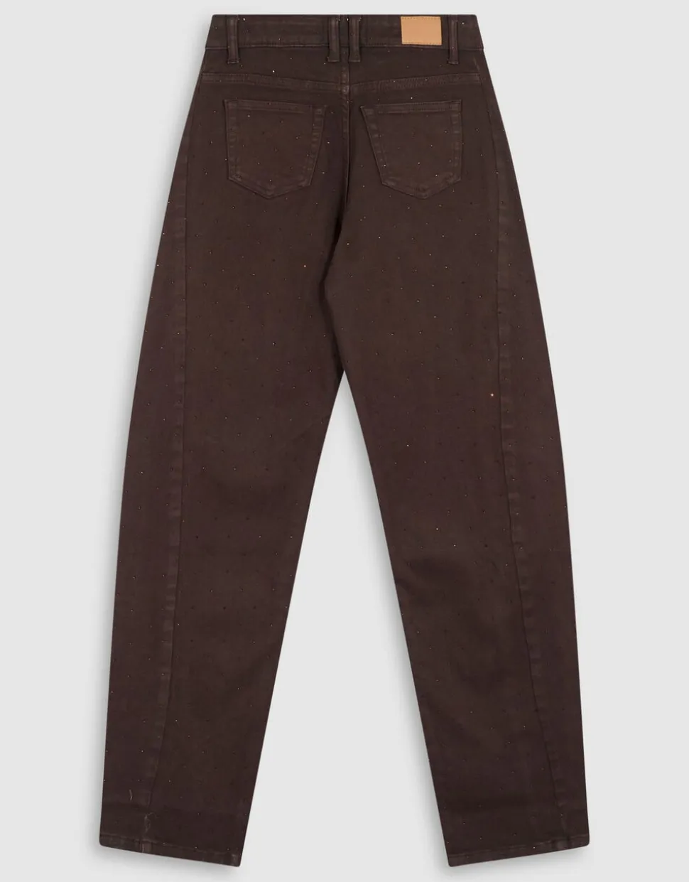 Strass Barrel Fit Broek Donkerbruin