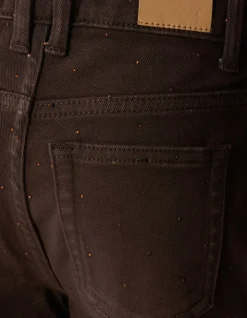 Strass Barrel Fit Broek Donkerbruin