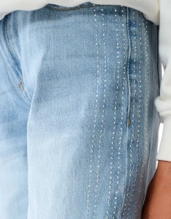 Strass Barrel Fit Jeans Blauw