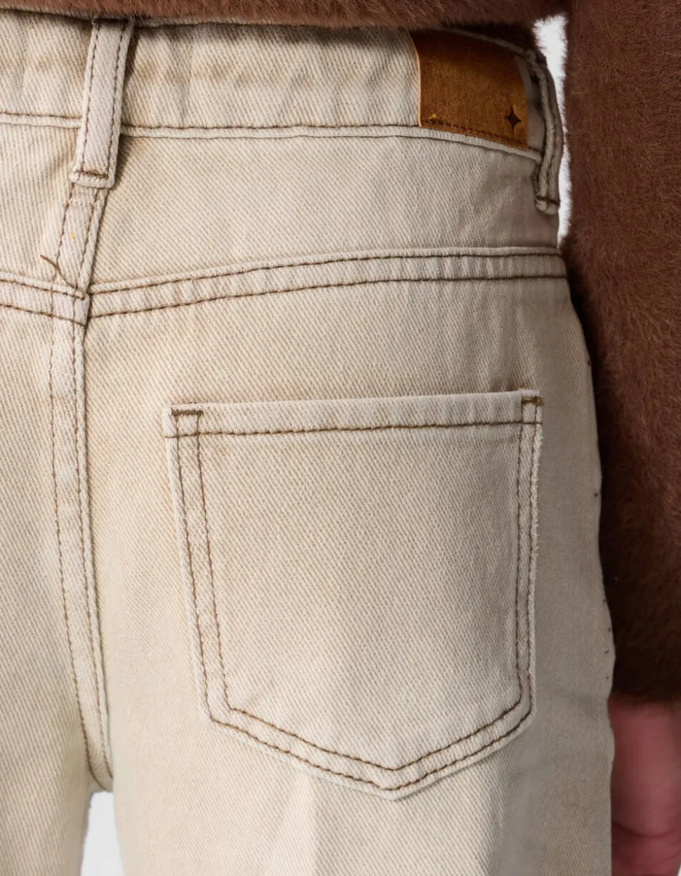 Strass Barrel Fit Jeans Zand