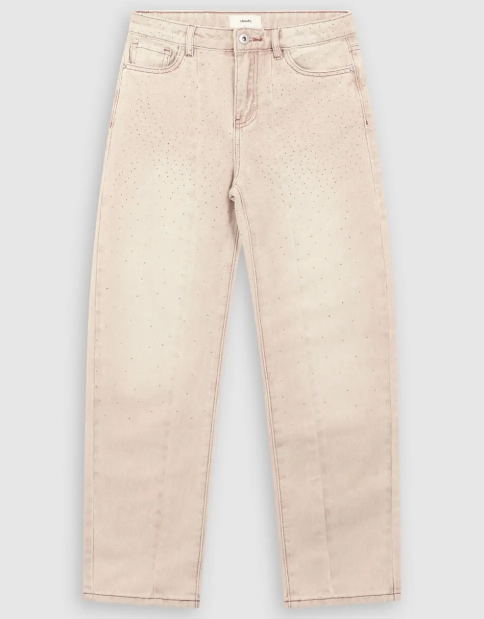 Strass Barrel Fit Jeans Zand