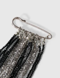 Strass Beaded Broche Zilver/Zwart