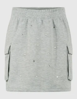 Strass Cargo Mini Rok Lichtgrijs