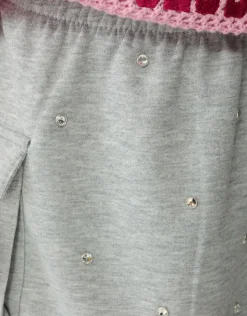 Strass Cargo Mini Rok Lichtgrijs