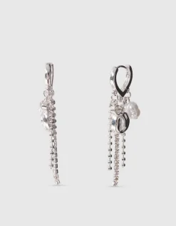 Strass Charm Oorbellen Zilver