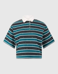 Strass Cropped Polo Petrol