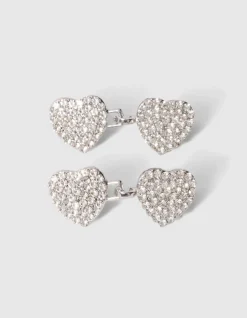 Strass Heart Jeans Pins Zilver