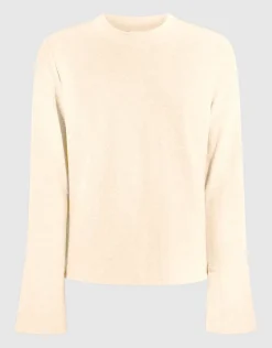 Strass Longsleeve Top Gebroken Wit