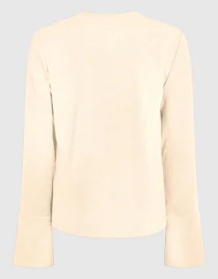 Strass Longsleeve Top Gebroken Wit